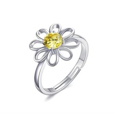 Image of Philip Jones Adjustable Crystal Daisy Ring Created with Zircondia® Crystals
