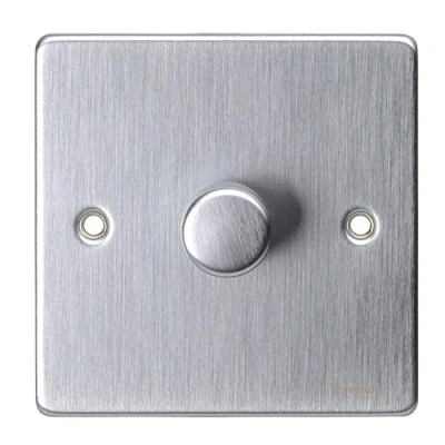Image of Schneider Electric Ultimate Low Profile Single 2 Way Dimmer Light Switch, Main and Voltage, 400W/VA, GU6512CBC, Brushed Chrome