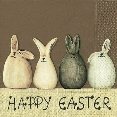 Image of 20 Happy Easter Bunnies Bunny/Easter/Spring Napkins 33 x cm