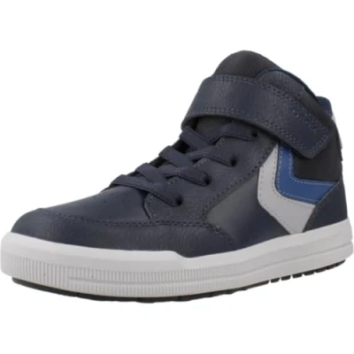 Image of Geox Arzach BOY Hightop trainers for kids, Size: 11K, Navy/cognac Imitation leather/ textile