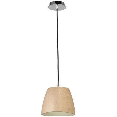Image of Triangle Pendant Small 1 Light E27, Beech/Polished Chrome