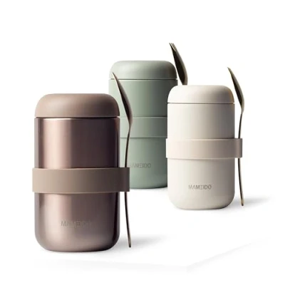 Image of MAMEIDO Food Flask 500ml, Thermo to go Stainless Steel, Soup leak proof ideal for porridge, yoghurt, soups and ice cream, suitable adults &amp; kids (Rosé Quartz, 0.5l)