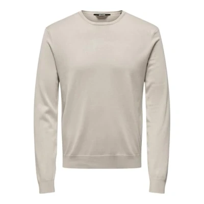 Image of Only &amp; Sons Onswyler LIFE LS CREW NOOS Jumper, Men&#039;s, Size: Small, Silver lining