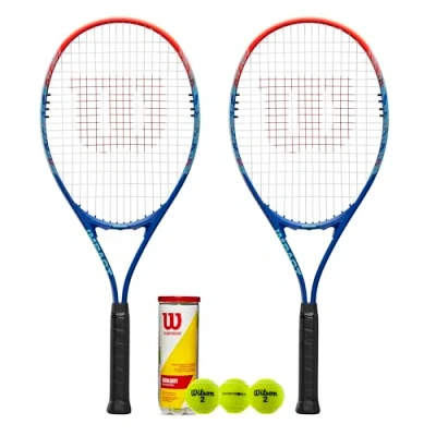 Image of Wilson Impact Tennis Racket Twin Set Package (2 Rackets &amp; Balls)