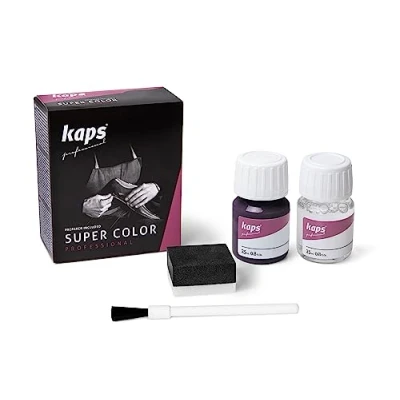 Image of Kaps Dye Super Color + Preparer (25 ml each), Professional Leather For Natural Leather, Faux and Fabric, Nourishing Repairing Shoes (154 Aubergine)