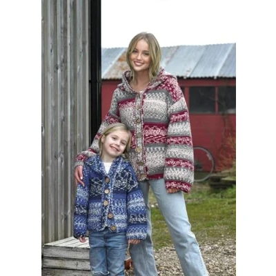Image of James Brett Aran Knitting Pattern Ladies &amp; Kids Fairisle Style Cardigans (JB918)