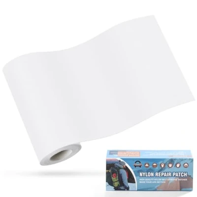 Image of OAZ 10x160 cm Nylon Repair Patches Fabric Patch Self Adhesive Tent Kit Waterproof Lightweight Tape for Clothing Down Jacket Sleeping Bag White