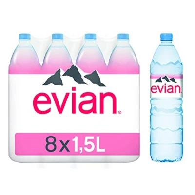 Image of Evian Natural Mineral Water Bottles Net Weight 1.5 L Pack of 8