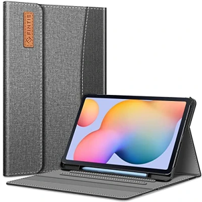 Image of Fintie Case for Samsung Galaxy Tab S6 Lite 10.4 2022/2020 SM P610/P613/P615/P619, Folio Protective with Multi Angle Viewing, S Pen Holder and Document Pocket, Auto Sleep/Wake, Dark Grey