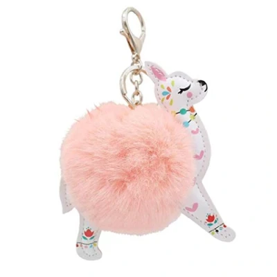 Image of Zonfer Lovely Alpaca Ball Keyring, Car Key Chain Women&#039;s Bag Girl Handbag Wallet Phone Hanging Ornament Pendant Decor Gift