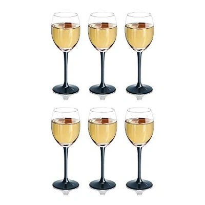 Image of SOLAVIA Wine Glass Clear and Black Stem 330ml Pack of 6 H20cm Glasses for Dining Table
