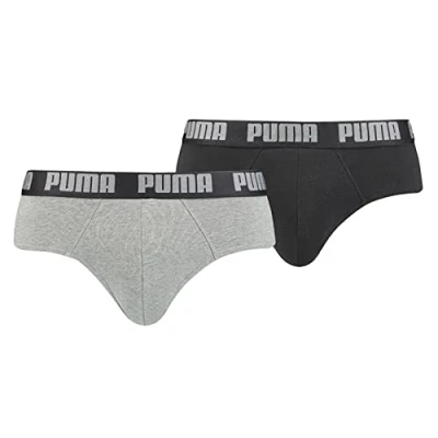 Image of PUMA Men&#039;s BRIEF, Dark Grey Melange/Black, M (pack of 2)