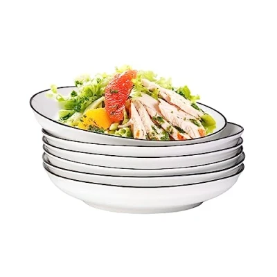 Image of YOLIFE Porcelain Bowls Set, 20cm / 560ml Set of 6 for Cereal, Salad, Pasta, Soup