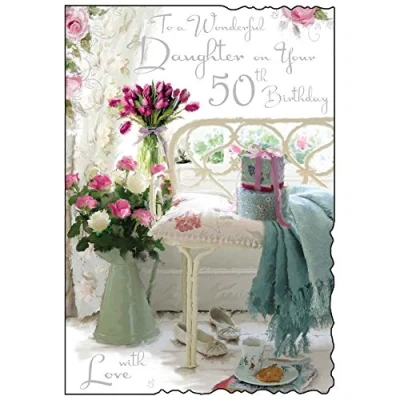 Image of Jonny Javelin To A Wonderful Daughter on your 50th Birthday Card Floral Design JJ