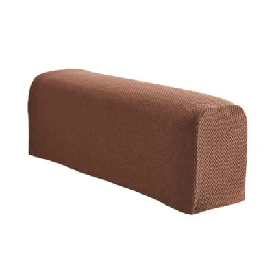 Image of easylife lifestyle solutions Stretch Armrest Covers Slip Easily Over Arms of Most Chairs and Sofas Rearm your Furniture Cheaply From 61x25.5cm Set 2 in Brown