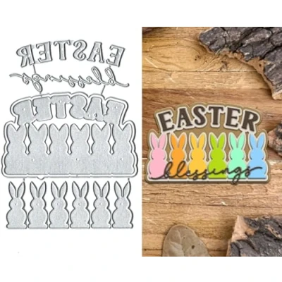 Image of 12pcs Easter Bunny Frame Metal Die Cuts, Rabbit Cutting Dies Cut Stencils Card Paper Craft DIY Template Album Embossing for Making Scrapbooking