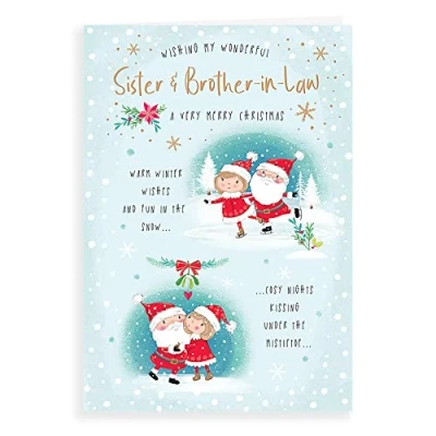 Image of Piccadilly Greetings Group Ltd Avant Garde Studios Character Christmas Card Sister &amp; Brother in Law 9 x 6 inches