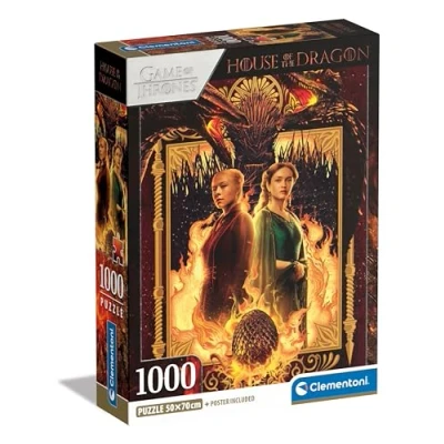 Image of Clementoni Jigsaw Puzzle House Of The Dragon 1000 Pieces Compact Box, Poster Included, For Adults 14 99 Years, Gift Men/Women, Made In Italy, 39903