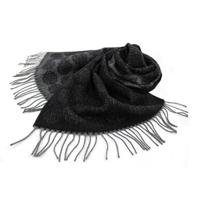 Image of Rotfuchs scarf woven Jacquard fashionable 100% wool (Merino) (black gray) R 142