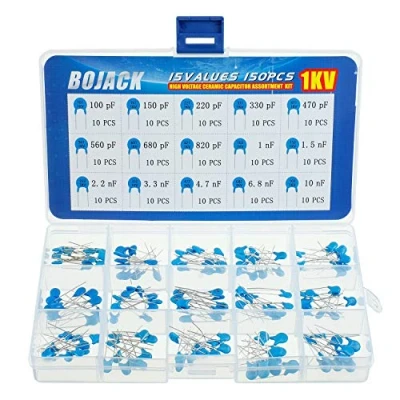 Image of BOJACK 15 Values 150 Pcs 1KV / 100pF to 10nF High Voltage DIP Ceramic Capacitor Assortment Kit