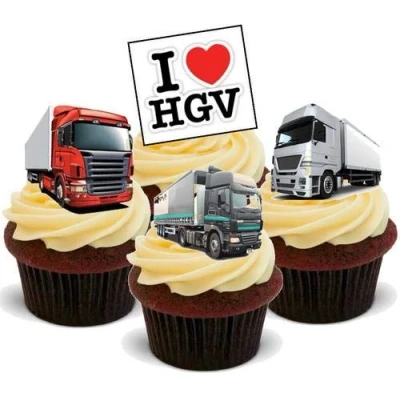 Image of I Love HGV Mix 12 Edible Stand Up Premium Wafer Card Cake Toppers Decorations