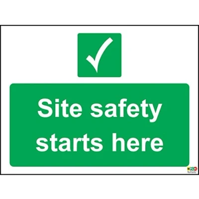 Image of Site Safety Starts here Sign Self Adhesive Vinyl 200mm x 150mm
