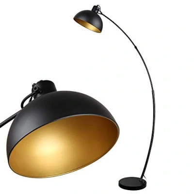 Image of Osasy Floor lamp, Vintage Arc Lamp,Retro Lamps in Black Golden,Adjustable lampshade, 1x E27 max. 60 Watt,165 cm lamp Metal,for Reading, Living Room, Lounges
