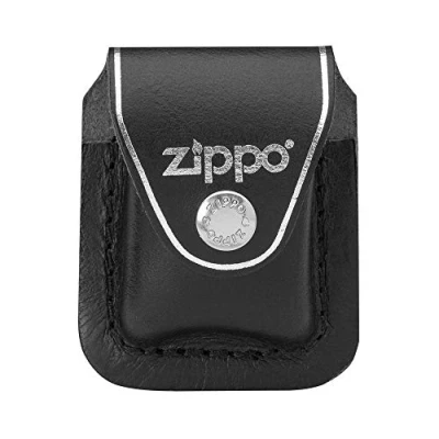 Image of Zippo Lighter Pouch with Clip Genuine Leather Protection &amp; Security Adaptable to 5cm Belts Holds all Windproof Lighters Made in USA Black