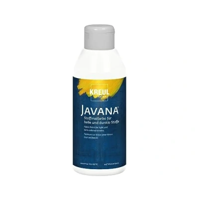 Image of KREUL 91453 Javana Fabric Paint for Light and Dark Fabrics, 250 ml Bottle White, Brilliant Water based Paint, Pasty Character, Stamping Stenciling, Washable After Fixation