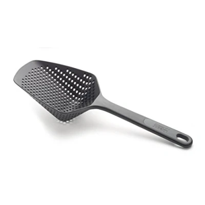 Image of Joseph Scoop Plus Colander, Spoon Drainer/Strainer, Scoop, Drain and Serve, heat resistant up to 200C (392F), Dishwasher safe, Large, Black, 24