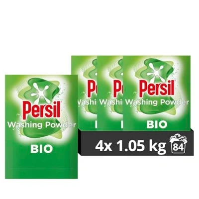 Image of Persil Bio Washing Powder 100% recyclable pack for stain removal first time 4x 1.05 kg (84 washes)