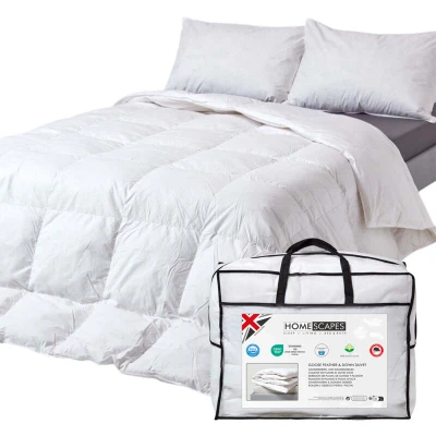 Image of HOMESCAPES Luxury White Goose Feather &amp; Down 4.5 Tog Super King Size Duvet 100% Cotton Anti Dust Mite Proof Fabric RDS Certified allergen Washable at Home Summer Quilt