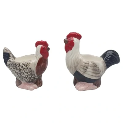 Image of The Leonardo Collection Cockerel and Hen Novelty Egg Cups for Kitchen &amp; Home Ideal Eggs Cup Holder Storage Durable Everyday Use Stylish Accessory As
