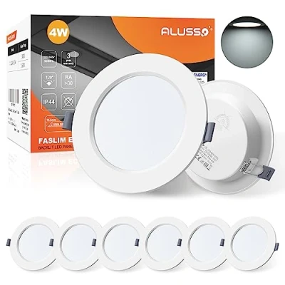 Image of ALUSSO LED Downlights for Ceiling 4W Ultra Slim Recessed Spot Lights 6500K Cool White IP44 Waterproof Spotlights Bathroom Kitchen Living Room, 6 Pack