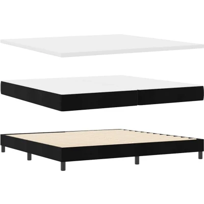 Image of Box Spring Bed with Mattress Black 200x200 cm Velvet Vidaxl