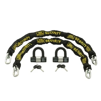 Image of Burg Wachter Duo Kit Sold Secure Diamond &amp; Gold 10mm Keyed Alike Chain Twin Pack, Black, 1M