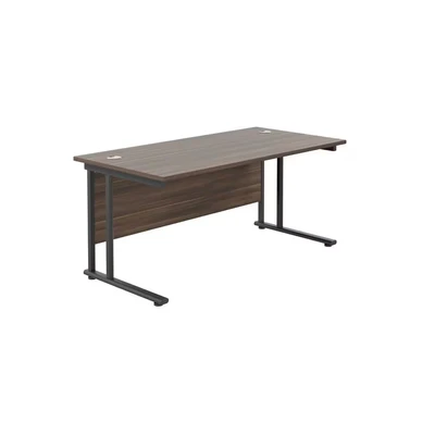 Image of Jemini Rectangular Double Upright Cantilever Desk 1600x800mm Dark Walnut/Black KF820147