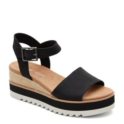 Image of TOMS Women&#039;s Diana Sandal, Black Wide Width Heavy Canvas, 9 UK