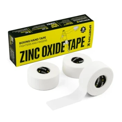 Image of SPORTTAPE Zinc Oxide Tape 3 Rolls 2.5cm x 10m Wrist &amp; Finger Boxing Tape, Hand Wrap Sports Strapping Athletic for Rugby, Football, Rowing, Volleyball Golf