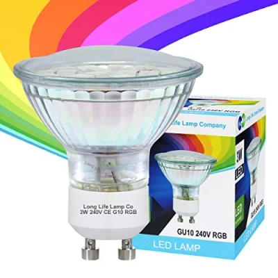 Image of Long Life Lamp Company 3w LED GU10 Automatic Colour Change Red Green Blue RGB Light Bulb
