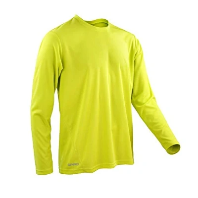 Image of Spiro Men&#039;s Quick Dry Performance Long Sleeve T Shirt, Lime, X Large