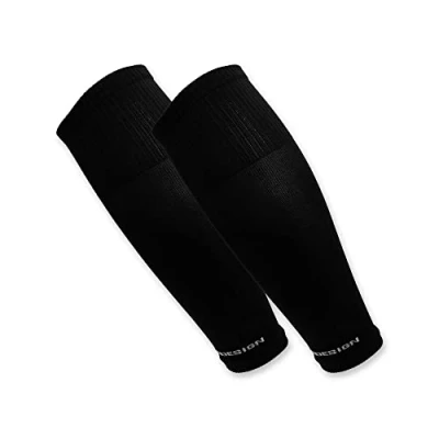 Image of Tapedesign &quot;TUBES 1 Pair of Football Sleeves (Footless) in Black for Men, Women &amp; Youth (Size 5 14) Soccer Leg Calf Socks Shin Guards Adults Kids Long Guard Cover (OneSize)