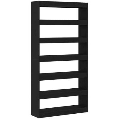 Image of vidaXL Bookcase Black oak Engineered wood 100 x 30 198 cm Shelving