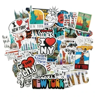 Image of New York Sticker Photo Album Suitcase City Souvenir Gift Laptop Case Scrapbooking Travel Pack Stickers Decoration