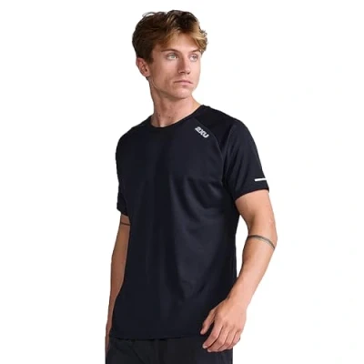 Image of 2XU Mens Aero Tee Black/Silver Reflective, Small
