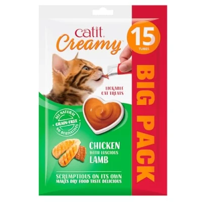 Image of Catit Creamy Chicken &amp; Lamb Lickable Cat Treats, 15 x 10g
