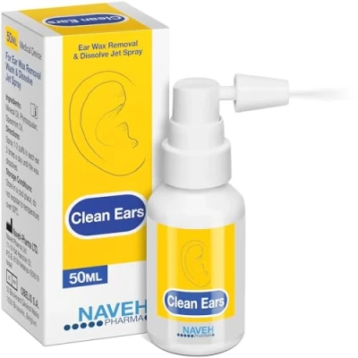 Image of NAVEH PHARMA CleanEars Fast Acting Ear Wax Removal Drops Breaks Down &amp; Dissolves in Just 1 Treatment Clinically Proven to Be 300% More Effective All Natural, Gentle Safe 50ML