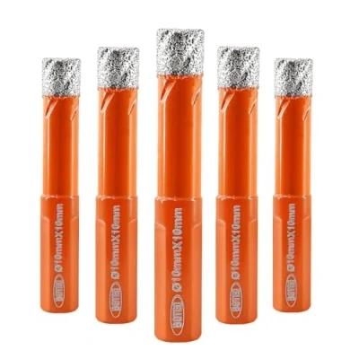 Image of BGTEC Dry Diamond Core Drill Bit, 5Pcs 10mm Vacuum Brazed Hole Saw with Triangle Shank for Porcelain Tile Ceramic Granite Marble Masonry