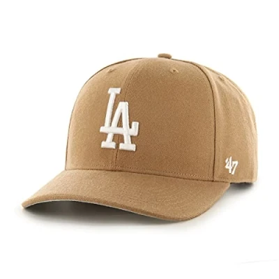 Image of 47 MLB Los Angeles Dodgers Cold Zone MVP DP Unisex Baseball Cap, Snapback, White Logo, Colour Camel