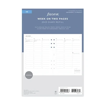Image of Filofax A5 Minimal Week to View Vertical 2023 Diary with appointments, White